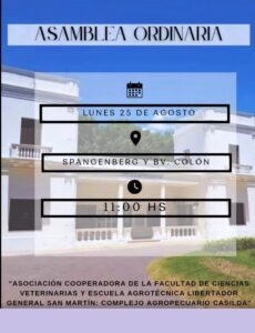 Lee más sobre el artículo Asociación Cooperadora Complejo Agropecuario Casilda convoca a la asamblea ordinaria para el lunes 25 de agosto.